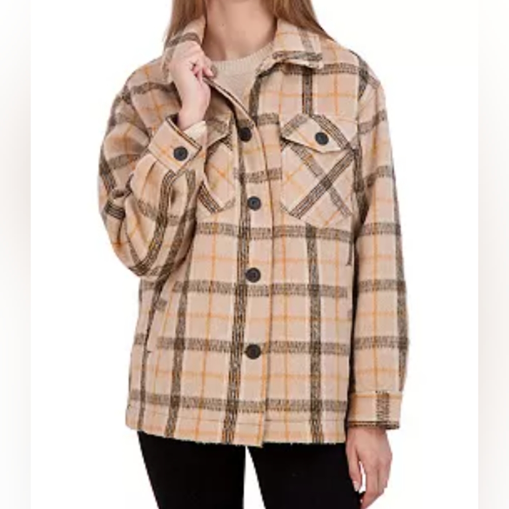 Sebby NWT Lined Plaid Beige/Black Jacket Size M